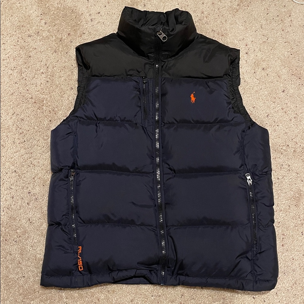 VINTAGE TWO TONE POLO RALPH LAUREN VEST NAVY BLUE/BLACK SZ M